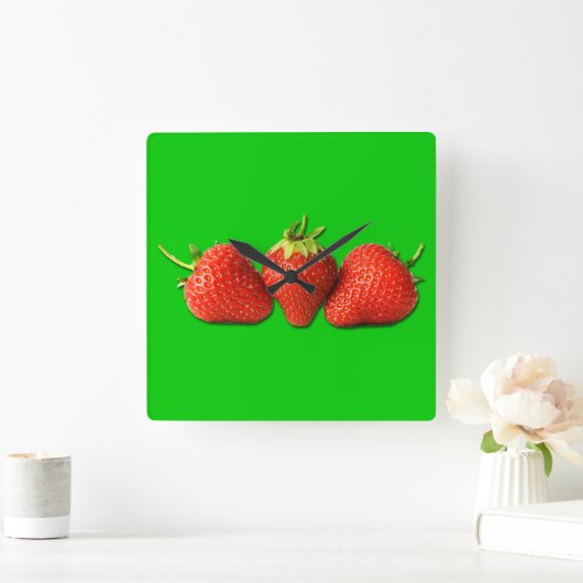 Customisable Background Strawberries arc Quadratische Wanduhr (Zuhause)