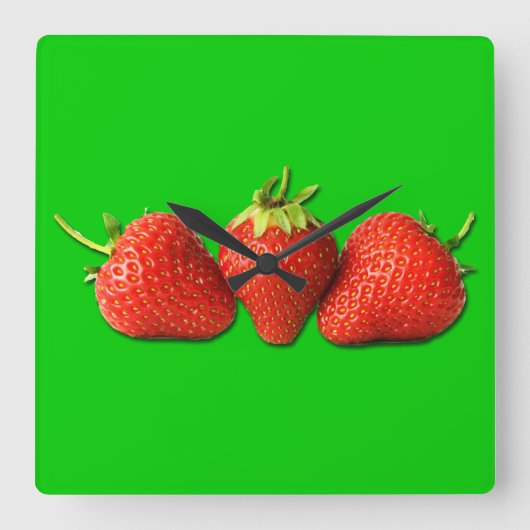 Customisable Background Strawberries arc Quadratische Wanduhr (Vorderseite)