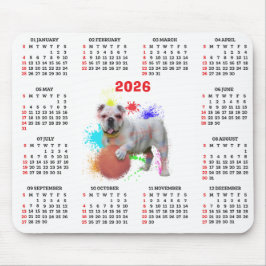 Customisable Cute British Bulldog Calendar Mousepad