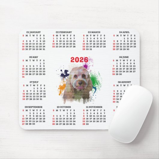 Customisable Cute Cavapoo Dog Calendar  Mousepad (Mit Mouse)