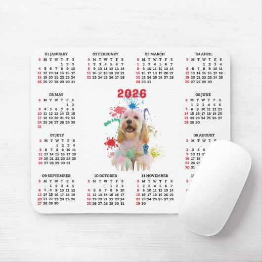Customisable Cute Cockapoo Dog Calendar  Mousepad (Mit Mouse)