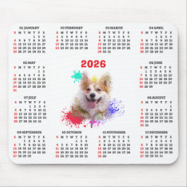 Customisable Cute Corgi Dog Calendar Mousepad