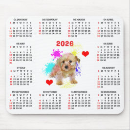 Customisable Cute Morkie Dog Calendar Mousepad
