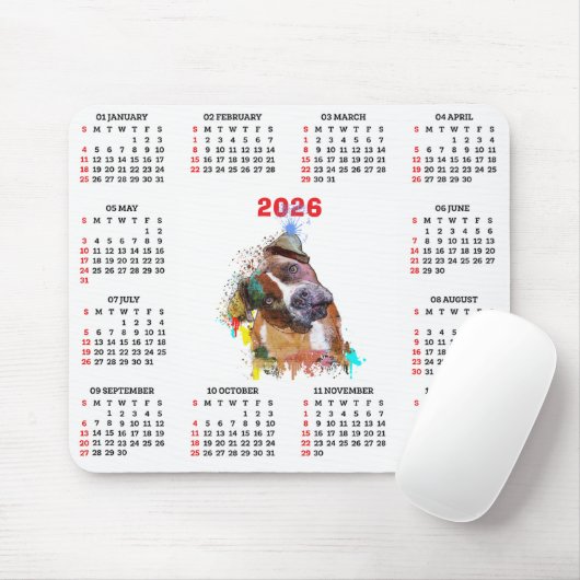 Customisable Cute Pittie Dog Calendar   Mousepad (Mit Mouse)