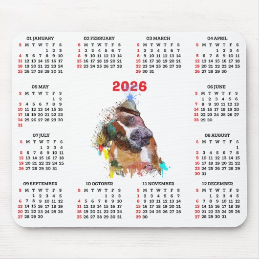Customisable Cute Pittie Dog Calendar   Mousepad (Vorne)