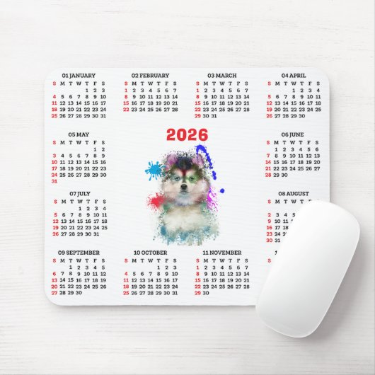 Customisable Cute Pomsky Dog Calendar  Mousepad (Mit Mouse)