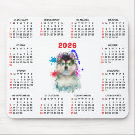 Customisable Cute Pomsky Dog Calendar  Mousepad