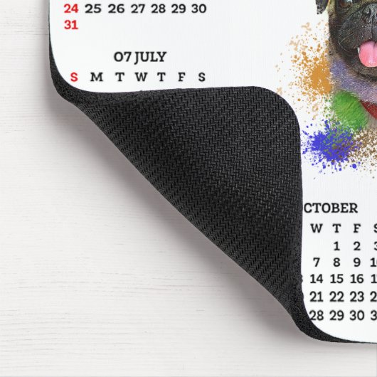 Customisable Cute Pug Dog Calendar Mousepad (Ecke)