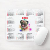 Customisable Cute Pug Dog Calendar  Mousepad (Mit Mouse)