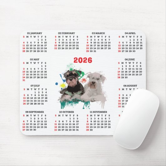 Customisable Cute Schnauzer Dog Calendar Mousepad (Mit Mouse)