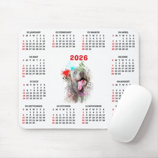 Customisable Cute Weimaraner Dog Calendar  Mousepad (Mit Mouse)