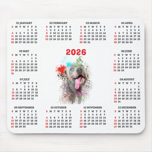 Customisable Cute Weimaraner Dog Calendar Mousepad (Vorne)