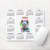 Customisable Cute Yorkie Dog Calendar  Mousepad (Mit Mouse)