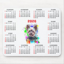 Customisable Cute Yorkie Dog Calendar  Mousepad