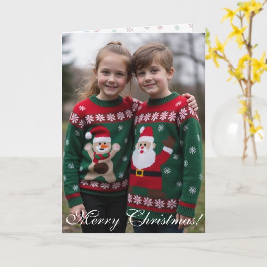 Customisable Digital Photo Centrepiece Folded Xmas Karte (Gelbe Blume)