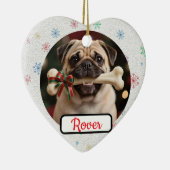 Customisable Dog And Bone Pet Heart Christmas Keramik Ornament (Rechts)