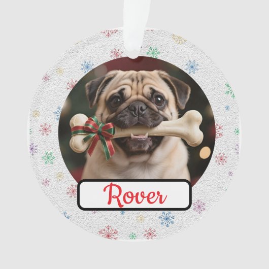 Customisable Dog And Bone Pet Owner's Acrylic Xmas Ornament (Vorderseite)