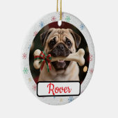 Customisable Dog And Bone Pet Owner's Christmas Keramik Ornament (Rechts)