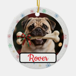Customisable Dog And Bone Pet Owner's Christmas Keramik Ornament