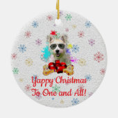 Customisable Dog And Bone Pet Owner's Christmas Keramik Ornament (Hinten)