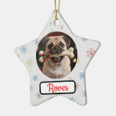 Customisable Dog And Bone Pet Star Christmas Keramik Ornament (Links)