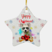 Customisable Dog And Bone Pet Star Christmas Keramik Ornament (Hinten)
