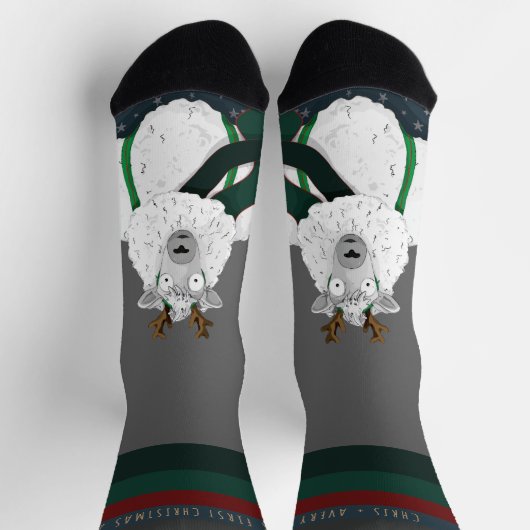 Customisable “Fleece Navidad” Sheep Funny Fun Grey Socken (Oben)