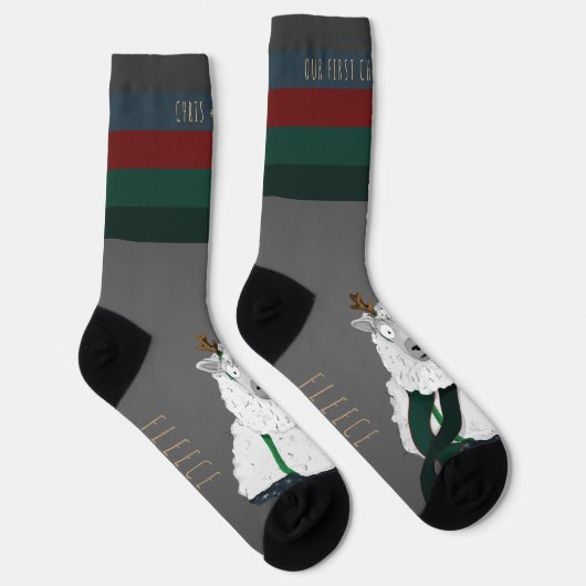 Customisable “Fleece Navidad” Sheep Funny Fun Grey Socken (Rechts)
