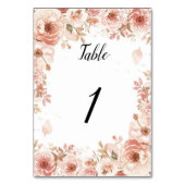 Customisable Floral Wedding Pink Roses Table Numbe Tischnummer (Rückseite)