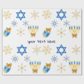 Customisable Hanukkah winter Wrapping Paper Geschenkpapier (Flach)