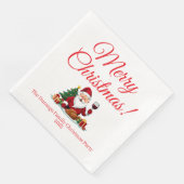 Customisable Happy Santa Claus Christmas Dinner Serviette (Ecke)
