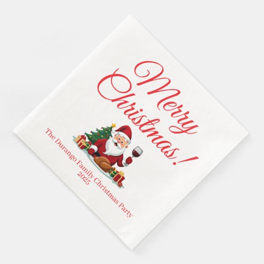 Customisable Happy Santa Claus Christmas Dinner Serviette (Ecke)