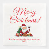 Customisable Happy Santa Claus Christmas Dinner Serviette (Vorderseite)