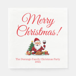 Customisable Happy Santa Claus Christmas Luncheon Serviette