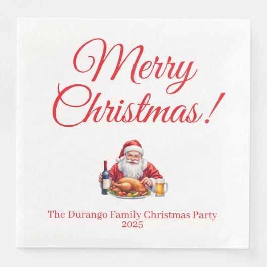 Customisable Jolly Santa Claus Christmas Dinner Serviette (Vorderseite)