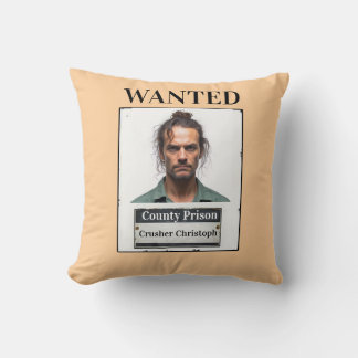 Customisable Photo Name Prison Funny Wanted Throw Kissen
