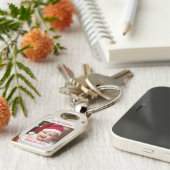 Customisable Rectangle Metal Baby First Christmas Schlüsselanhänger (Seite)