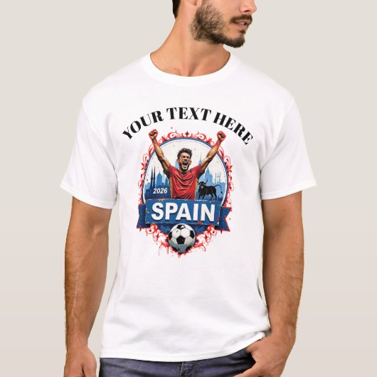 Customisable Spain Soccer Football Team Supporters T-Shirt (Vorderseite)
