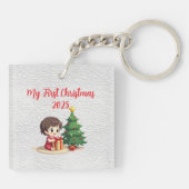 Customisable Square Acrylic Baby First Christmas Schlüsselanhänger (Rückseite)
