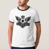 Customisable Winged Soccer Ball Logo Team Ringer T-Shirt (Vorderseite)
