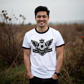 Customisable Winged Soccer Ball Logo Team Ringer T-Shirt