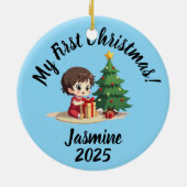 Customisable Xmas Tree And baby's First Christmas Keramik Ornament (Hinten)
