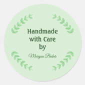 Customizabel Handmade with Care Runder Aufkleber (Vorderseite)