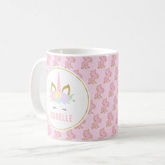 Customizabele Unicorn-heiße Schokoladen-Tasse für Kaffeetasse (Vorderseite Links)