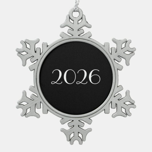 customizable 2026 schneeflocken Zinn-Ornament (Vorderseite)