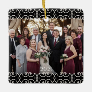 Customizable 2-sided Elegant Scrolls 2 Photo Keramikornament