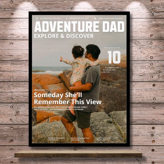 Customizable Adventure Dad Magazine Add Your Photo Poster