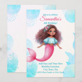Customizable African American Mermaid Party Einladung (Vorne/Hinten)