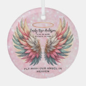 Customizable Angel Wings Memorial Ornament Aus Glas (Vorderseite)