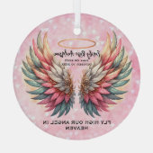 Customizable Angel Wings Memorial Ornament Aus Glas (Rückseite)